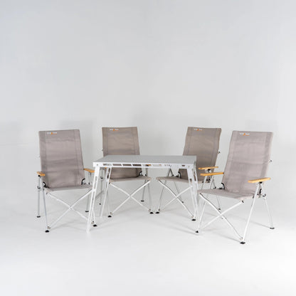 Stratus Outdoor Table and Chair Bundle for 4 in Sand - Everything Caravans