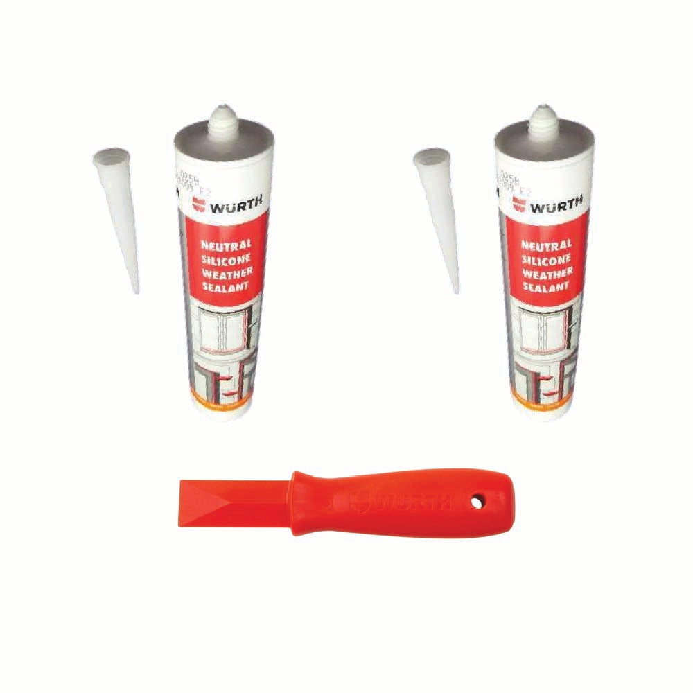 Wurth 2x Silicone and 1x Scraper Bundle - 2x Clear