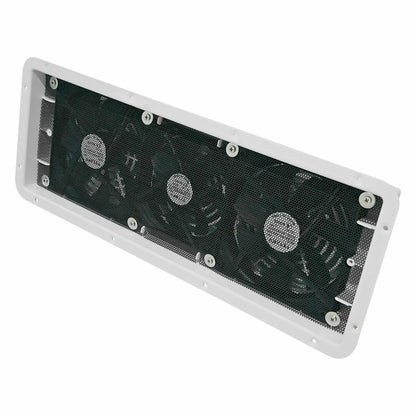 12V Caravan Fridge Vent with Triple Fans White 480mm