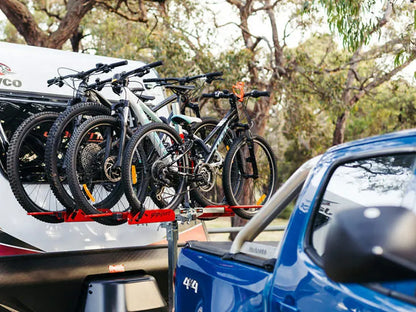 Gripsport Complete Tilting Caravan Rack for 4 Bikes with Tall Bolt On Mount Kit