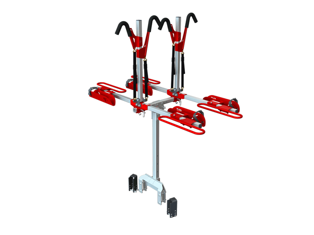 Gripsport Complete Tilting Caravan Rack for 4 Bikes with Tall Bolt On Mount Kit