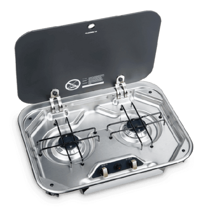 Dometic 2 Burner Cooktop Flush Mount Glass Lid and Piezo 480x370mm PI8022 - Everything Caravans