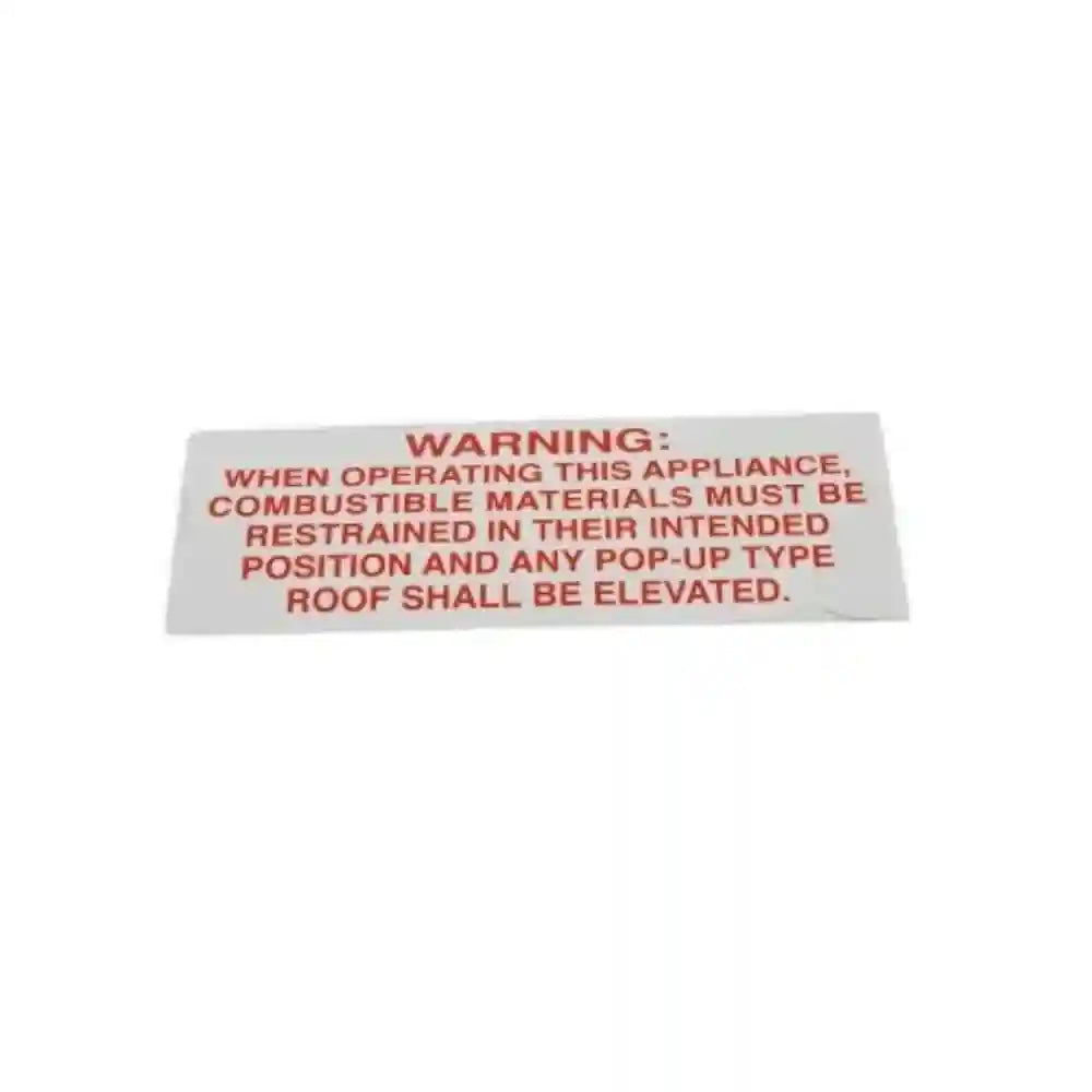 Stove Decal for Poptop Caravan Consumer instruction Sticker