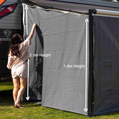 Cgear Grey Awning Privacy End Walls Angled End Drop with Zipper Door