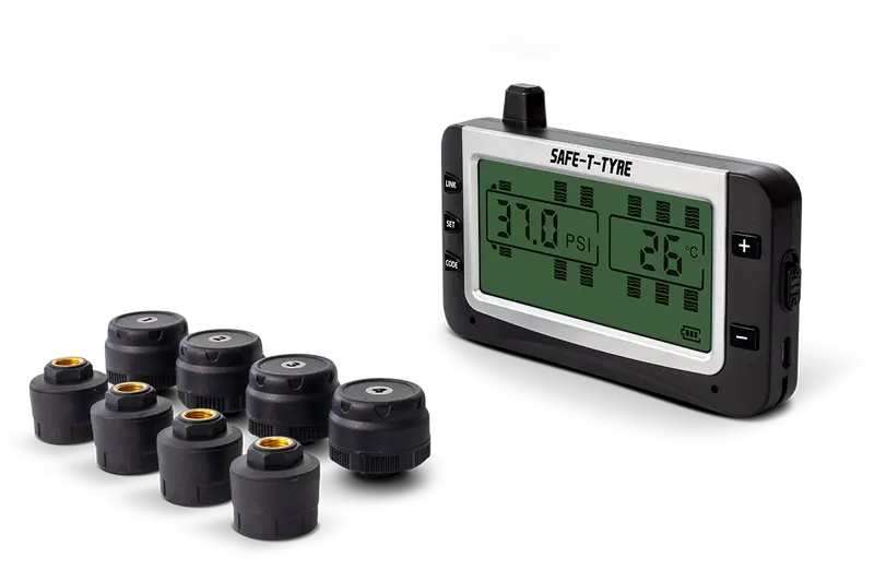 Safety Dave TPMS Australia Premier Tyre Pressure Monitoring System 6 for Vehicle and Single Axle Caravan