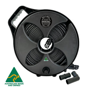 Flat Out Sullage Hose 25mm x 9 m on Narrow Multi-Reel Matte Black - Flatout