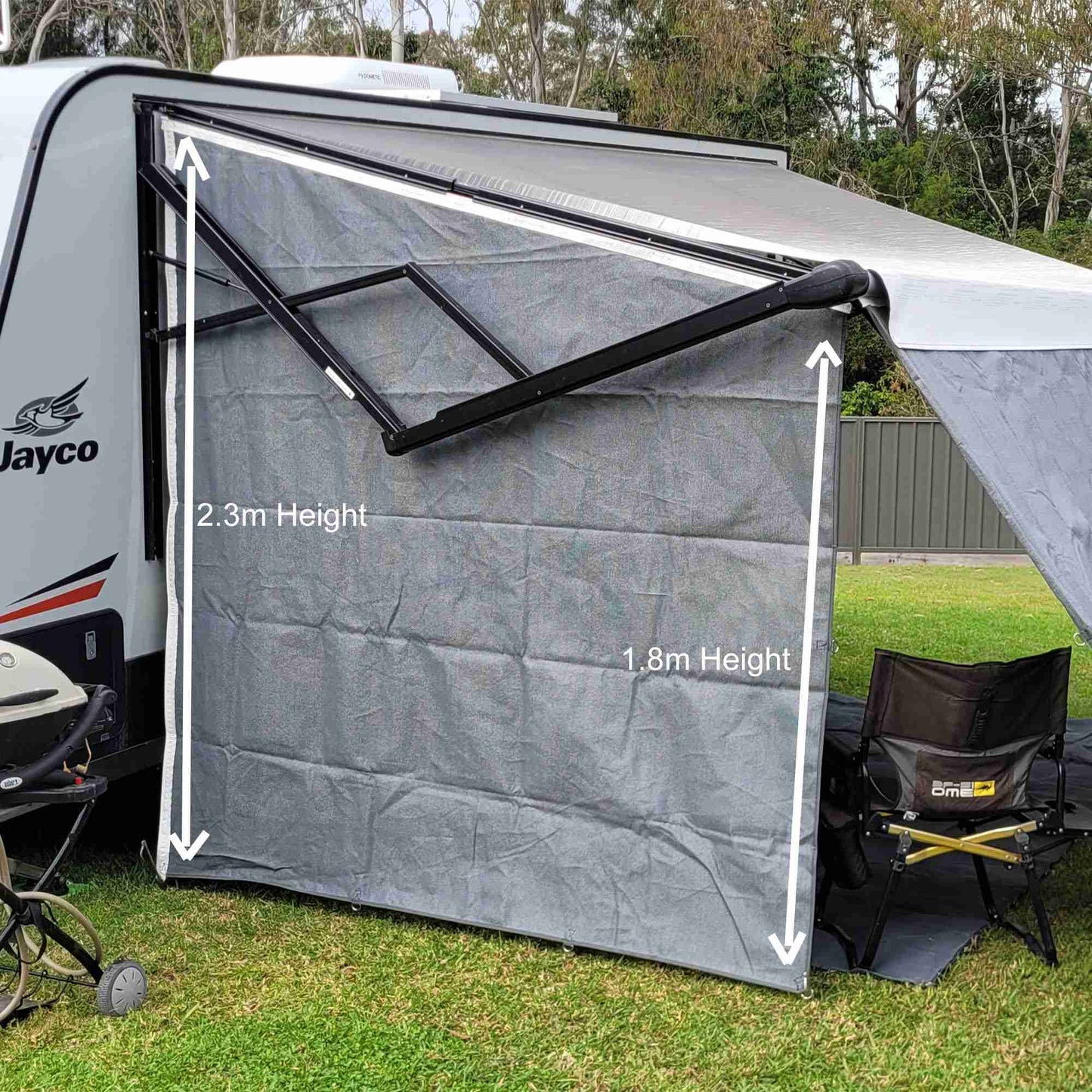 Cgear Grey Awning Privacy End Walls Angled End Drop