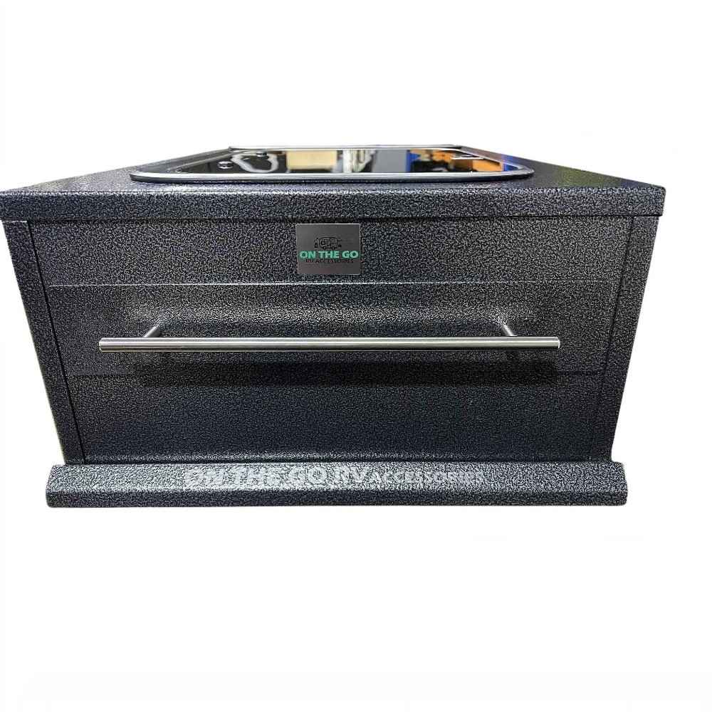 On The Go RV Slide Out Kitchen with Gas Cooktop 570mm X 1200mm