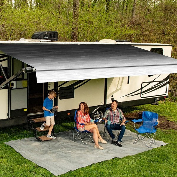 Carefree 228inch/19FT Black Reverse Fade Altitude Awning with LED Lightbar. FY228006ERA