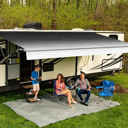 Carefree 228inch/19FT Black Reverse Fade Altitude Awning with LED Lightbar. FY228006ERA