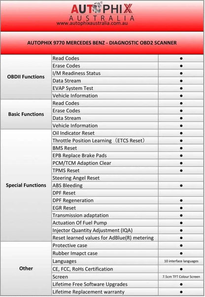 Autophix Outback 9770 Diagnostic Scanner Suitable for Merc - Everything Caravans