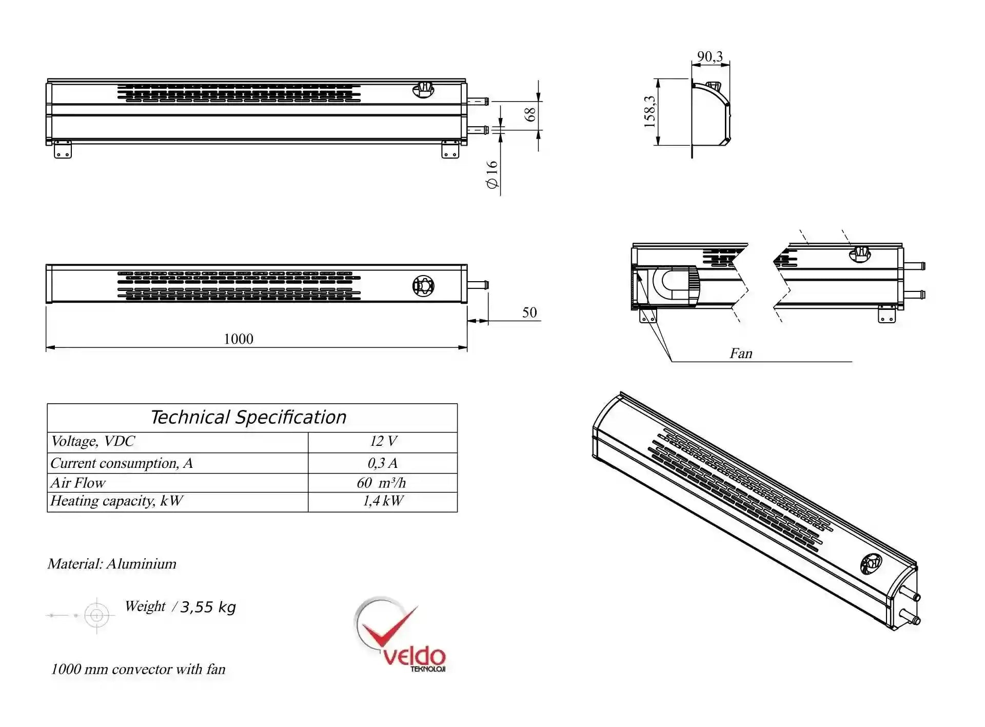 Water Convector Radiator Autoterm Water Heater Convector with Fan – Everything Caravans