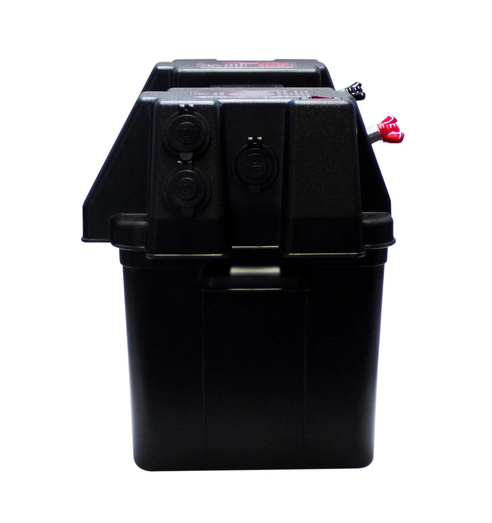 Battery Box Portable with 4 Way HDC and volt Meter - Everything Caravans
