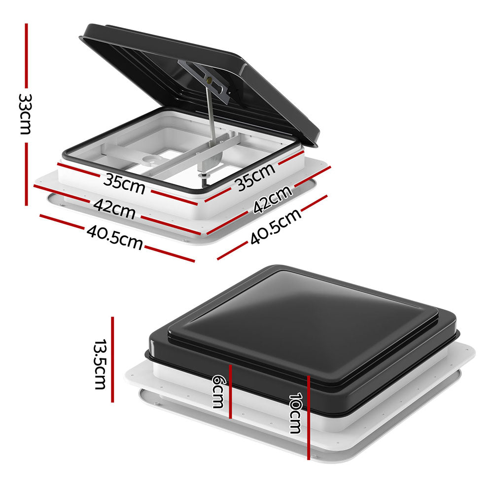 Caravan Roof Hatch Exhaust Vent 350x350mm Black