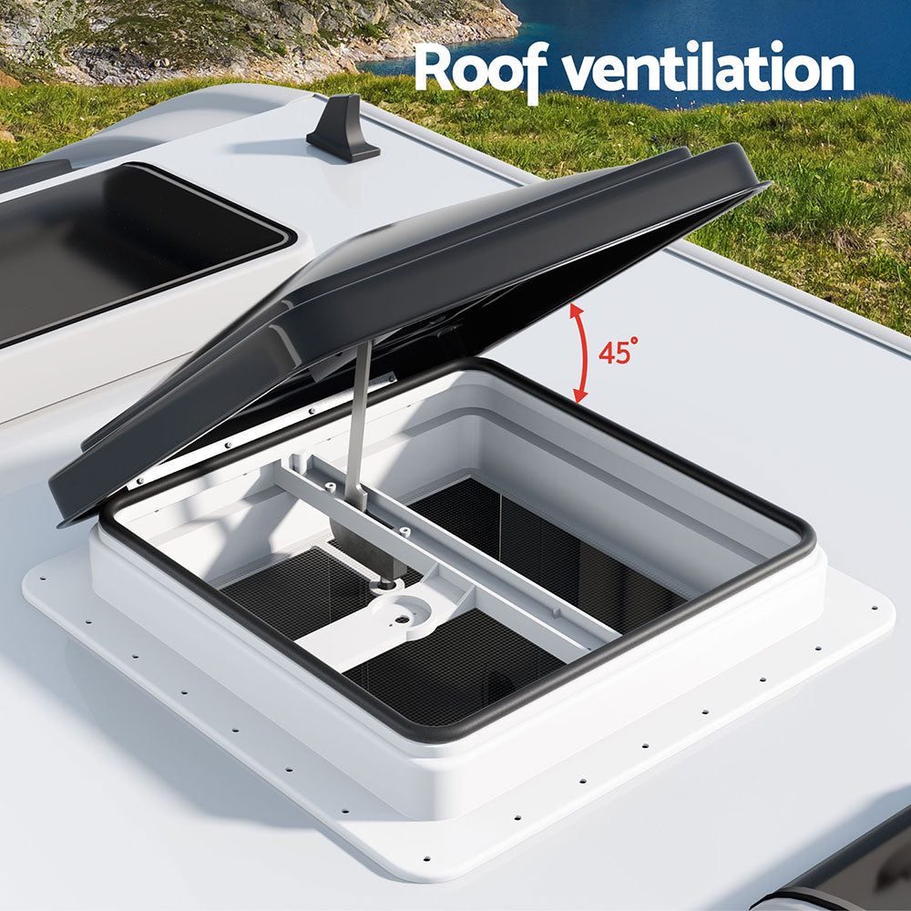 Caravan Roof Hatch Exhaust Vent 350x350mm Black
