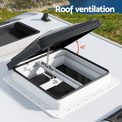 Caravan Roof Hatch Exhaust Vent 350x350mm Black