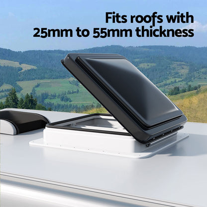 Caravan Roof Hatch Exhaust Vent 350x350mm Black
