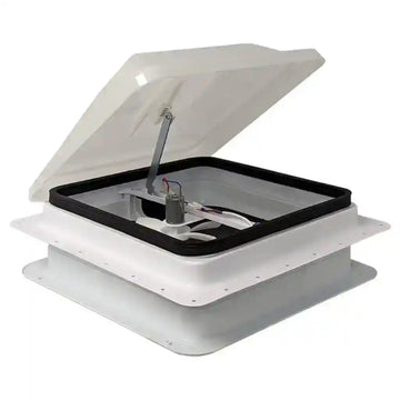 Coast RV 14X14 White Wind-Up Roof Vent with 12v Fan - Everything Caravans