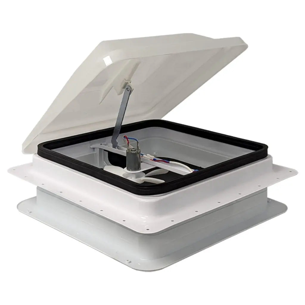COAST RV 14x14 White Wind-up Roof Vent with 12V FAN Coast to Coast