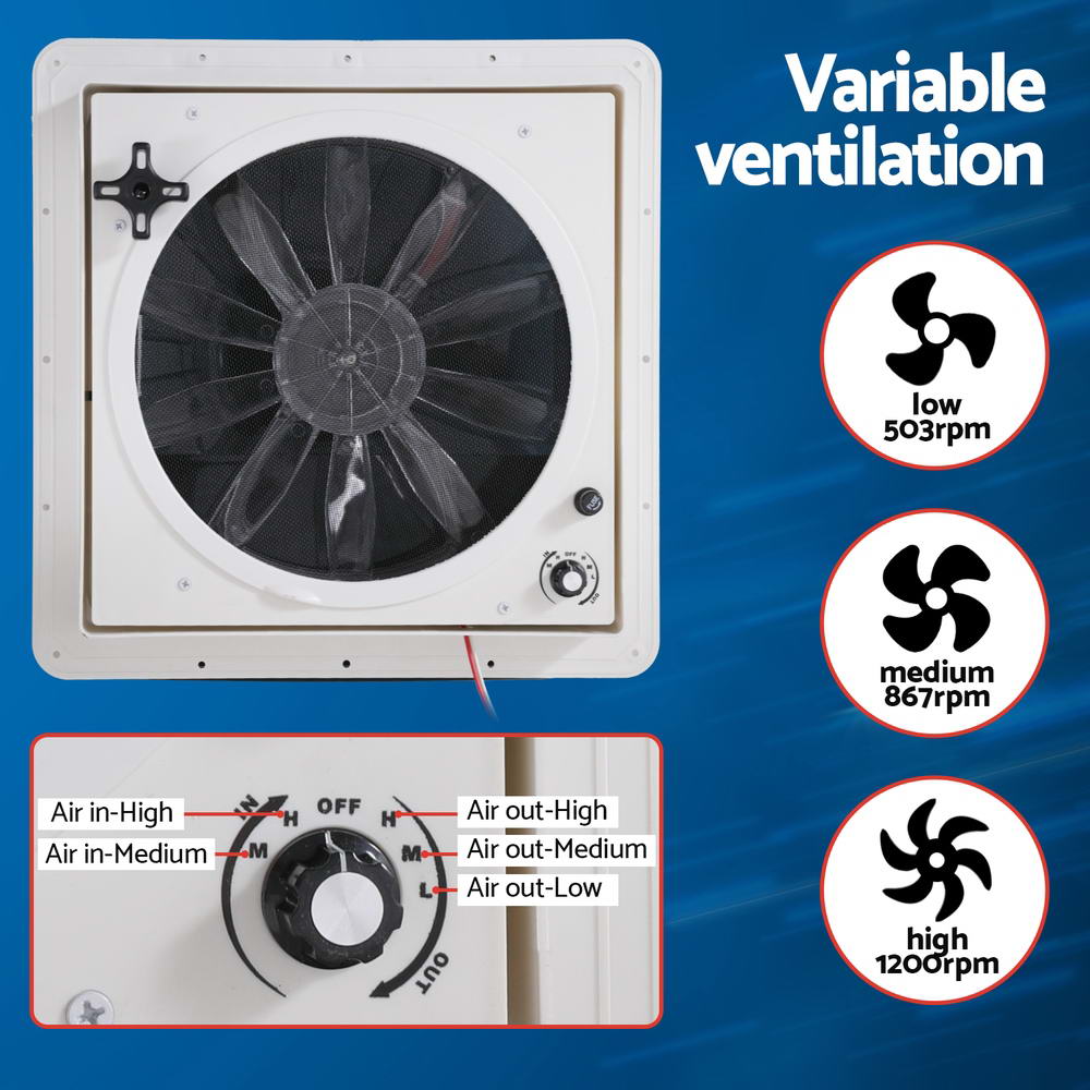 Caravan Roof Hatch 12V Fan Reversible Air