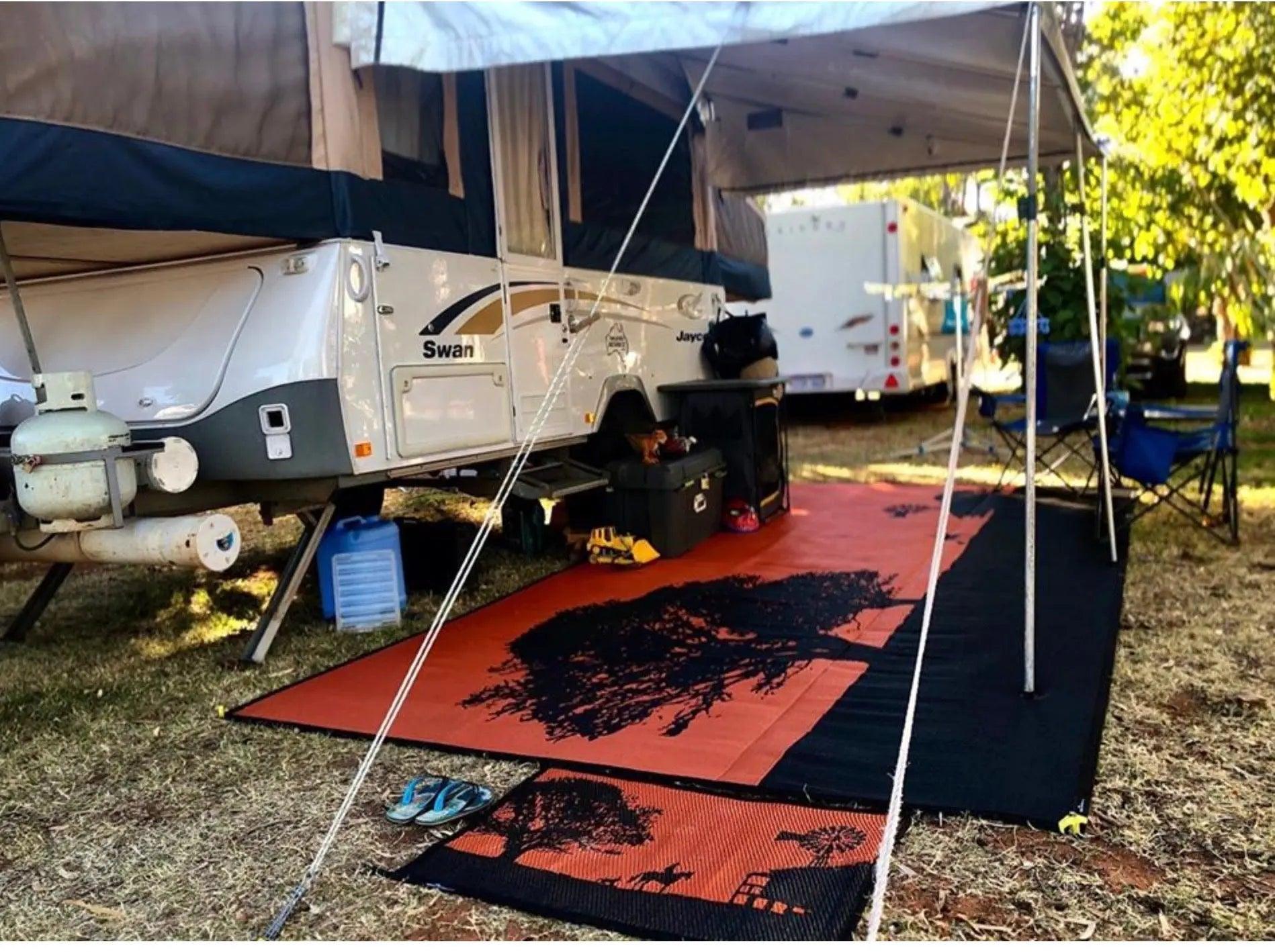 Caravan Camping Mat Outback Style Rust Black - Everything Caravans