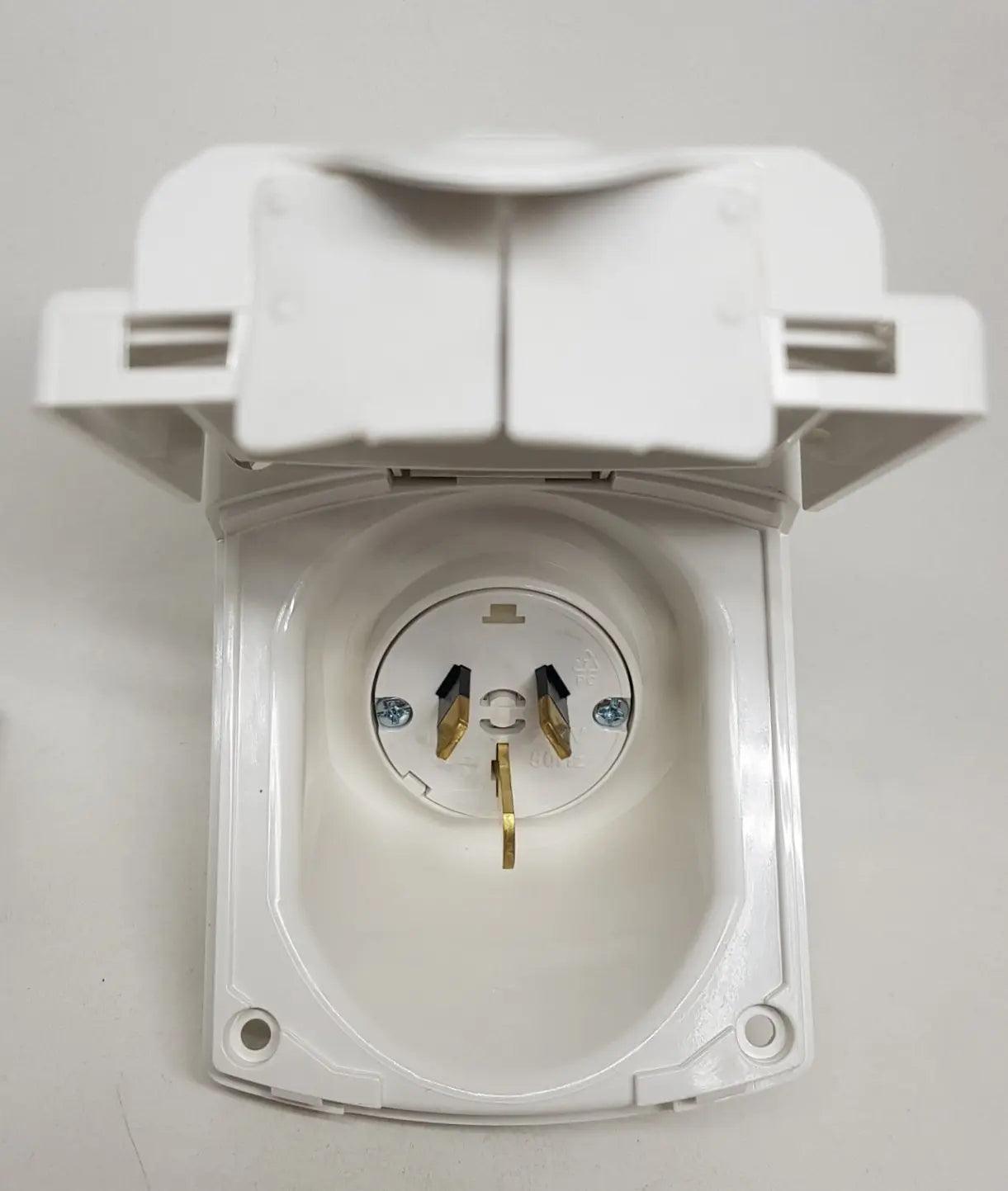 Clipsal External 15amp Power inlet 240volt White New Type - Everything Caravans