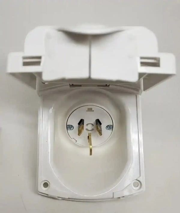Clipsal External 15amp Power inlet 240volt White New Type - Everything Caravans