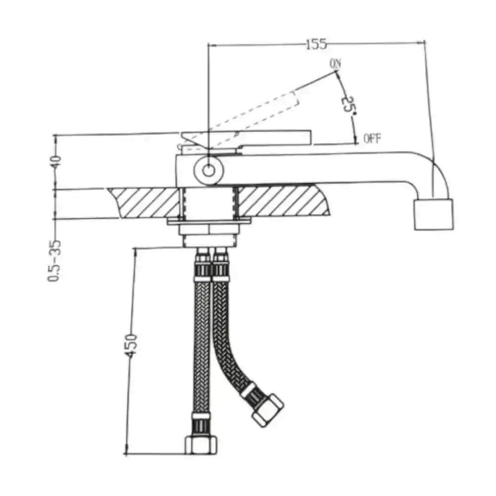 DM-WT01 Dometic Chrome Brass Fold Down Hot and Cold Water Mixer Tap diagram 2