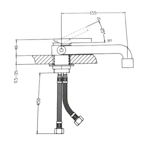 DM-WT01 Dometic Chrome Brass Fold Down Hot and Cold Water Mixer Tap diagram 2