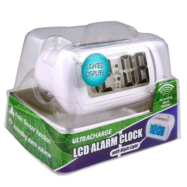 Digital LCD Alarm Clock - White - Everything Caravans