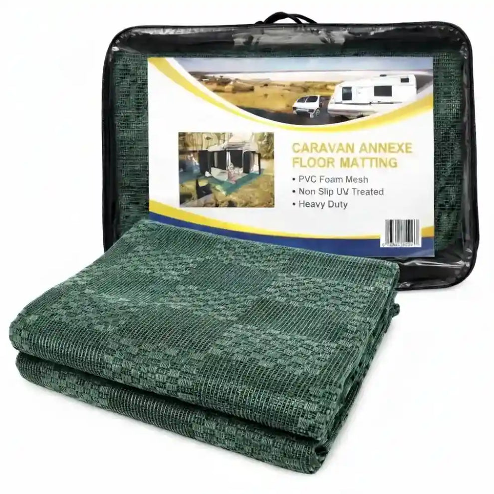 FC2GN Caravan Annex Mat 2.5M x 3.0M Foam Mesh Breathable and Anti Slip Green