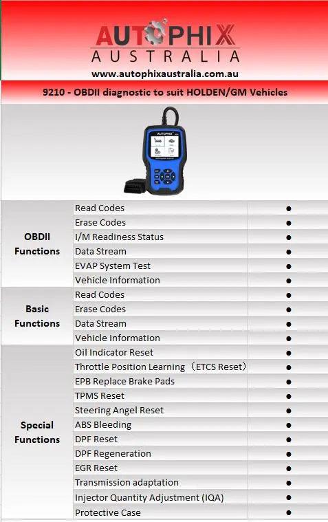 Autophix 9210 GM+OBD2 Suitable for Holden Professional Scanner - Everything Caravans