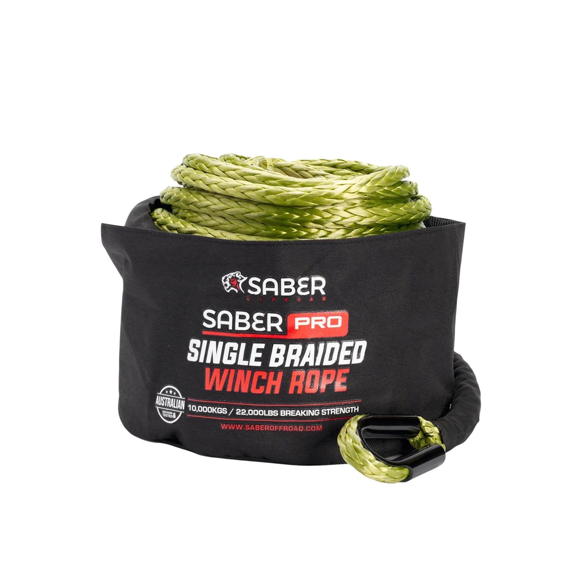 Green Single Braided Winch Rope — SBR-30WR-G