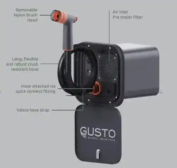 Gusto External Air Blown Cleaner Hose and Brush Black - Everything Caravans