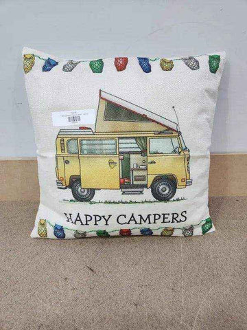 Happy Campers Pillow Cushion - Kombi - Everything Caravans