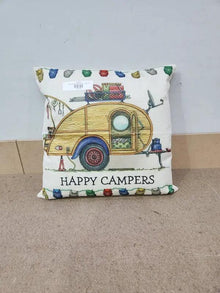 Happy Campers Pillow Cushion - Teardrop - Everything Caravans