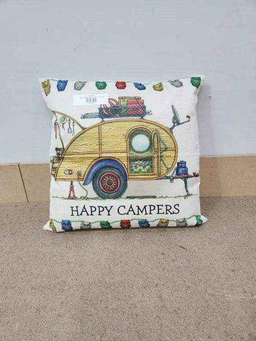 Happy Campers Pillow Cushion - Teardrop - Everything Caravans