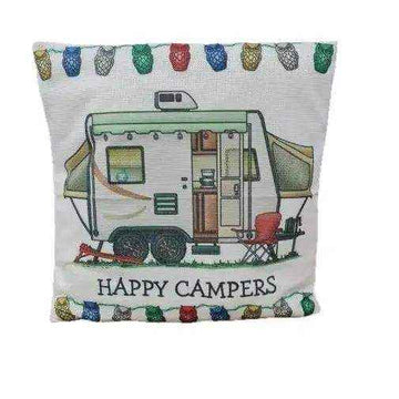 Happy Campers Pillow Cushion - Camper - Everything Caravans