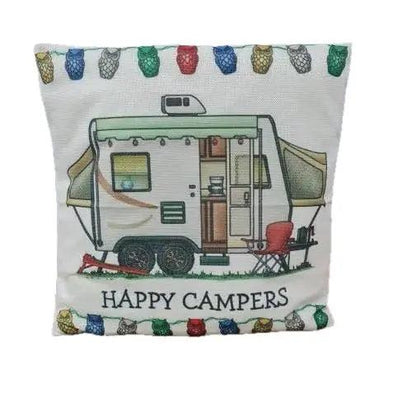 Happy Campers Pillow Cushion - Camper - Everything Caravans