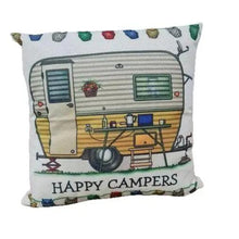 Happy Campers Pillow Cushion - Caravan - Everything Caravans