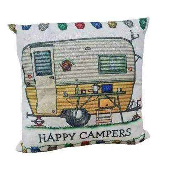 Happy Campers Pillow Cushion - Caravan - Everything Caravans