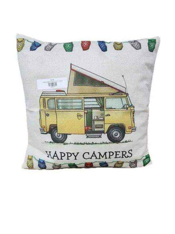 Happy Campers Pillow Cushion - Kombi - Everything Caravans