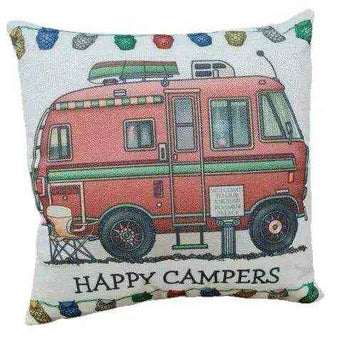 Happy Campers Pillow Cushion - Motor Homer - Everything Caravans