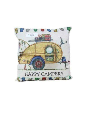 Happy Campers Pillow Cushion - Teardrop - Everything Caravans