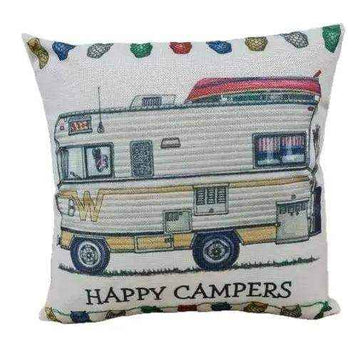 Happy Campers Pillow Cushion - Winnebago - Everything Caravans