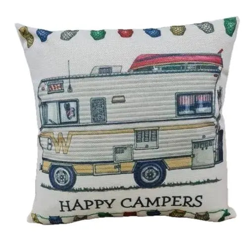 Happy Campers Pillow Cushion  - Winnebago AUSSIEVAN