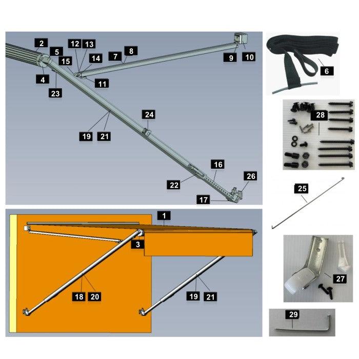 Lift Handle Set - Suit Global Heritage SAR100 Awnings - Everything Caravans