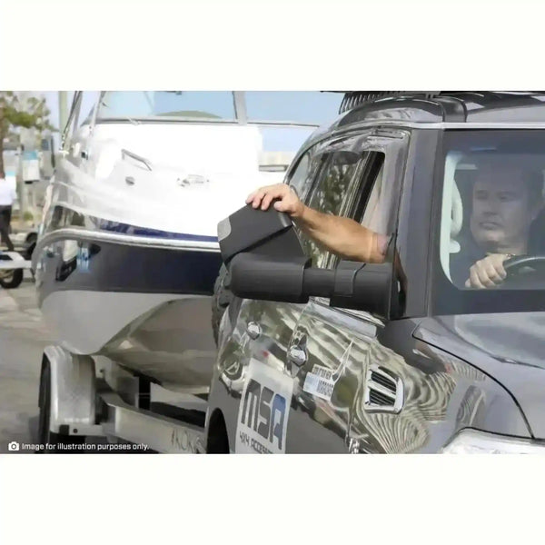 MSA Towing Mirror compatible with Toyota Hilux Chrome - Everything Caravans