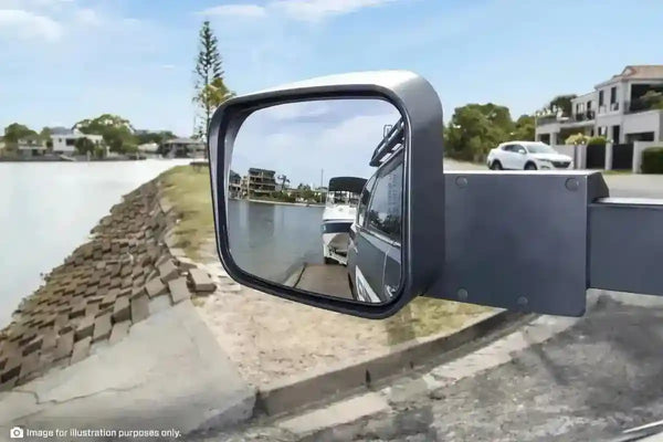 MSA Towing Mirror compatible with Toyota Land Cruiser 200 Series Black - Everything Caravans