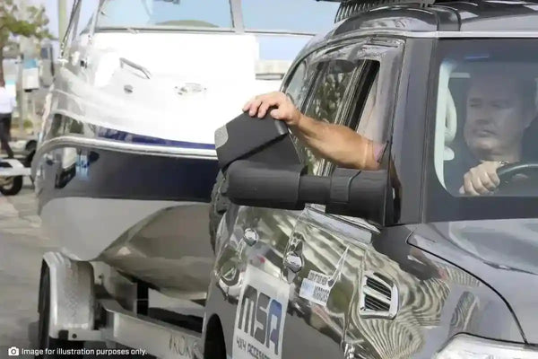 MSA Towing Mirror compatible with Toyota Land Cruiser 200 Series Black - Everything Caravans